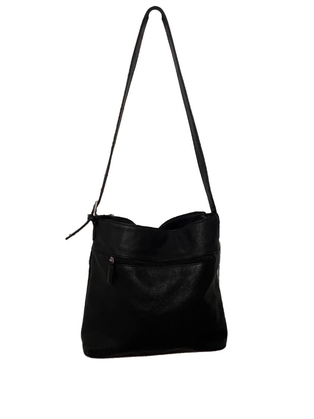 Vintage Large Sonoma Black Pebbled Leather Crossbody Purse Bag Tote Y2K